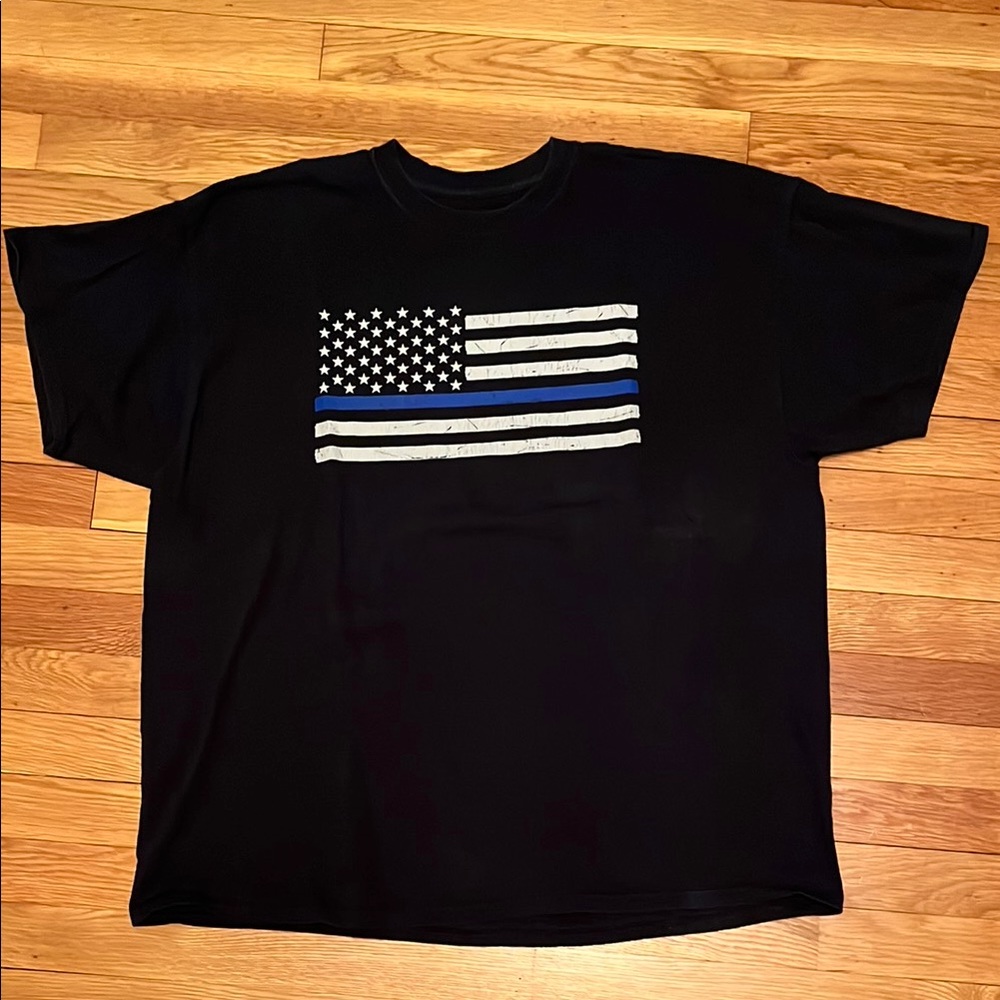 Men's Thin Blue Line Black T-Shirt size XXL